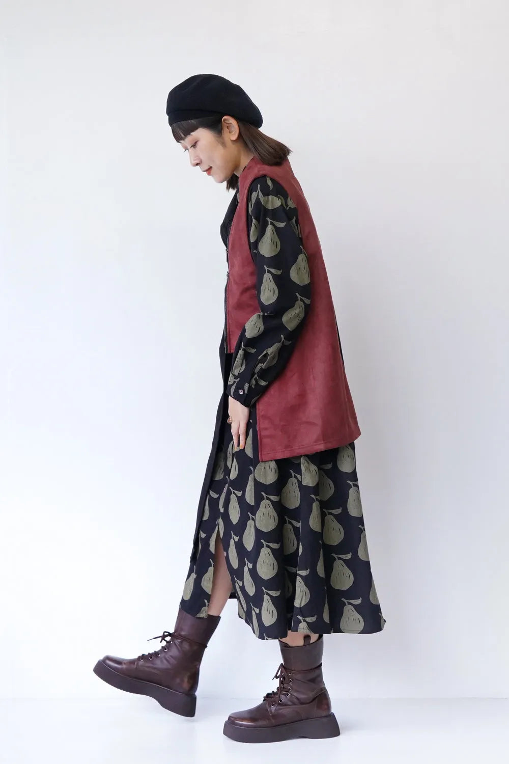 【LILA n’ citta】フェイクスエード配色ベスト