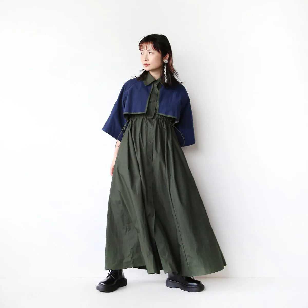 【nunuforme】ドロストレイヤードワンピース