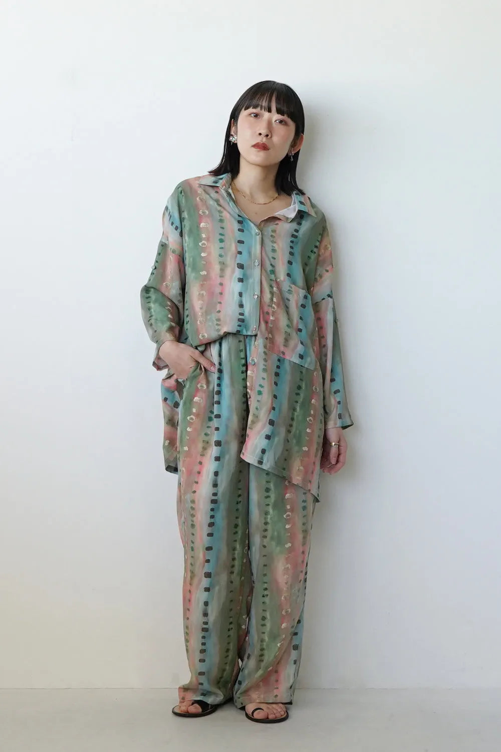 【LILA n’citta】ストライプドットイージーパンツ