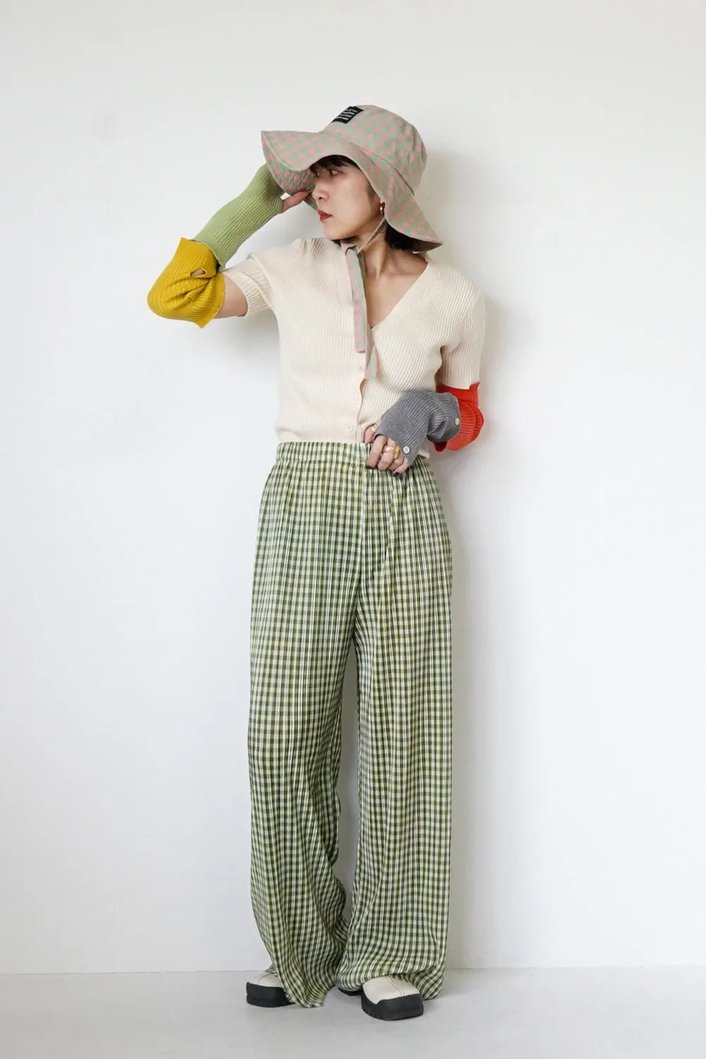 ギンガムチェックリボンハット
