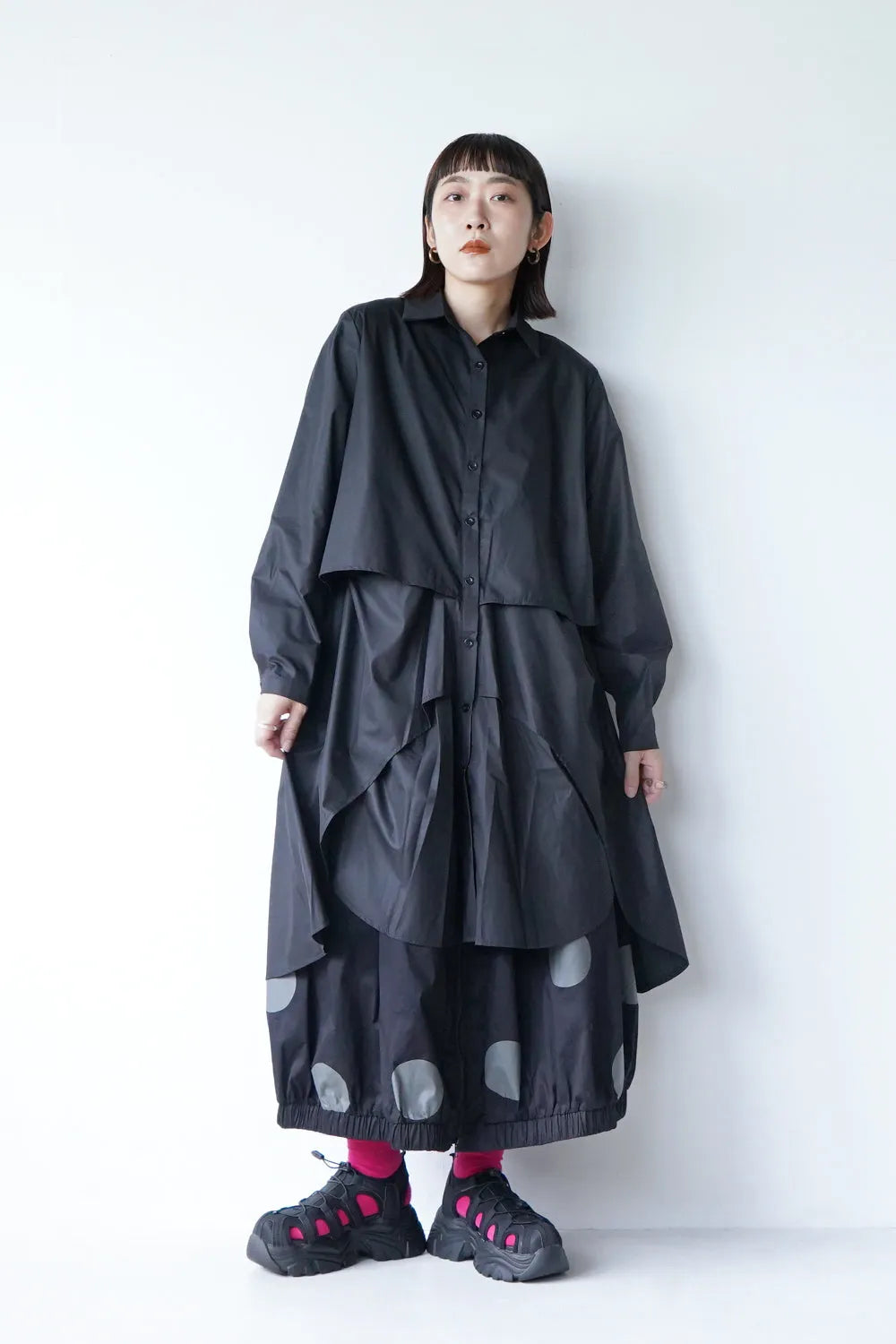 レイヤードデザインシャツワンピース