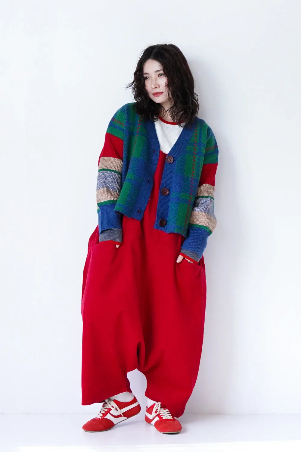 マルチチェックニットカーディガン