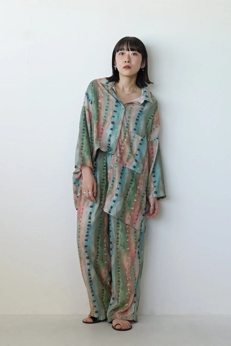 【LILA n’citta】ストライプドットイージーパンツ