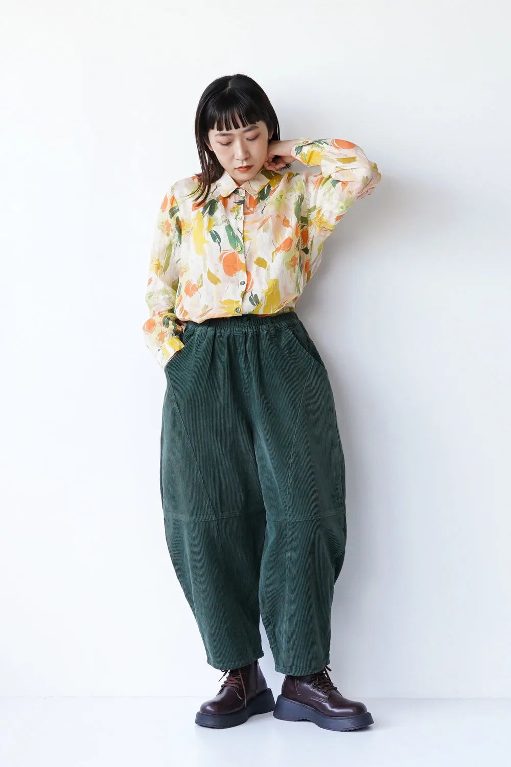 水彩ペイントリネンシャツ