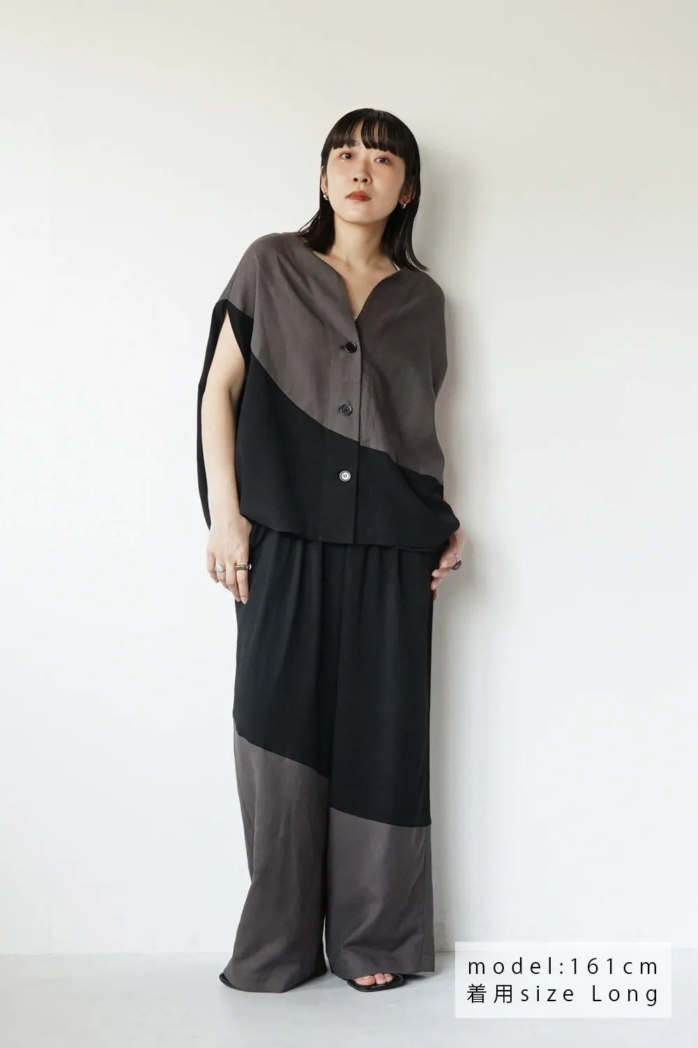 【LILA n' citta】リネンレーヨンバイカラーパンツ