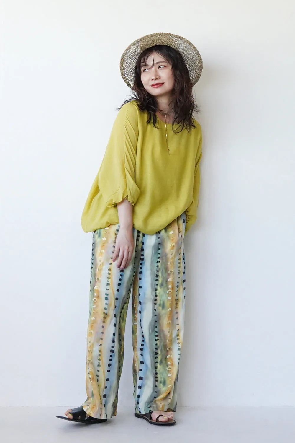 【LILA n’citta】ストライプドットイージーパンツ