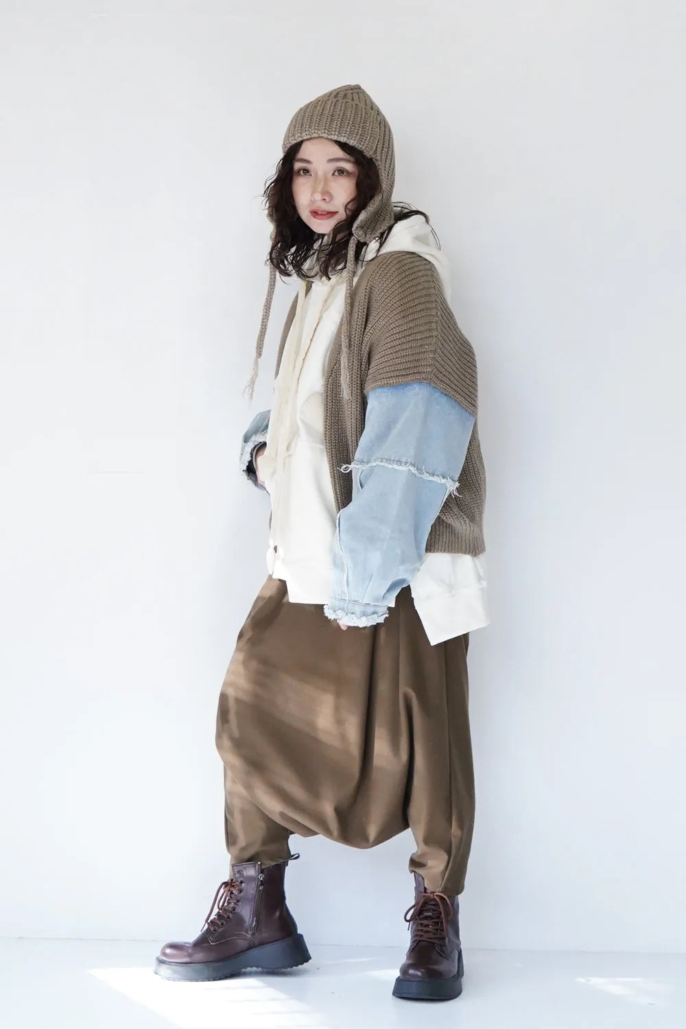 デニムコンビニットカーディガン