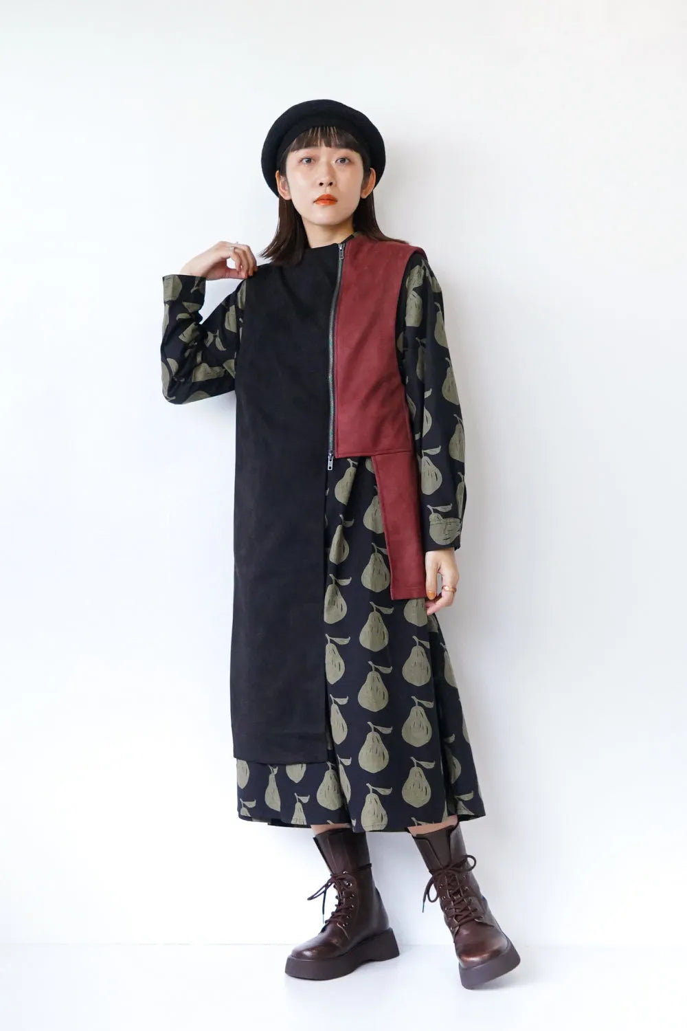 【LILA n’ citta】フェイクスエード配色ベスト