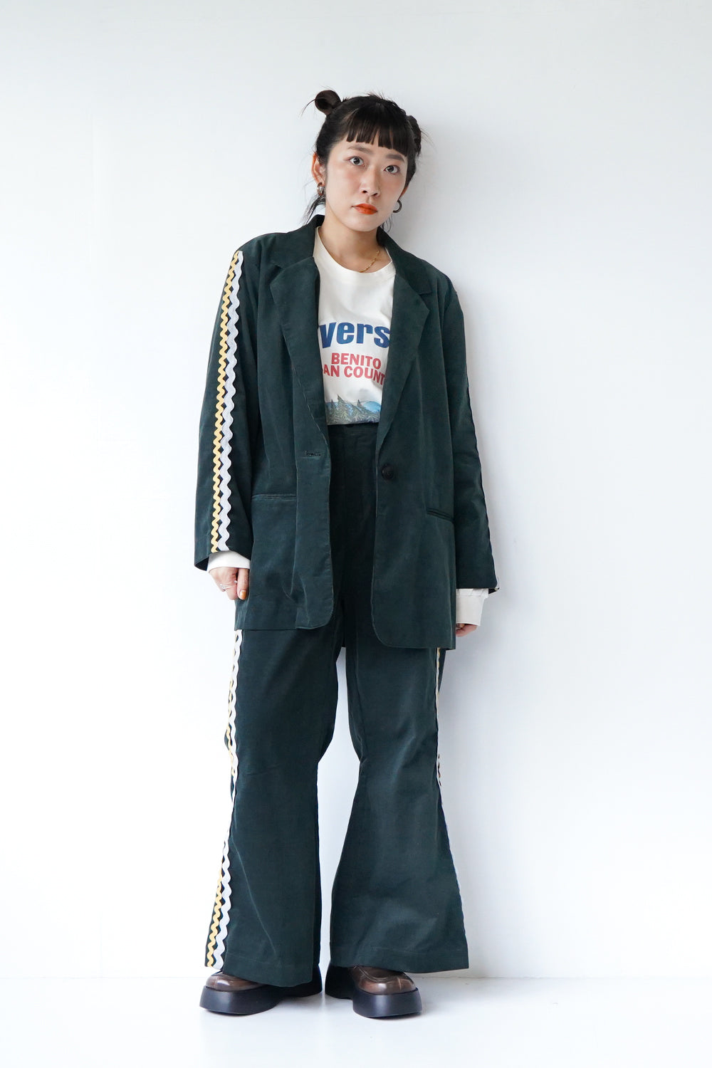 新品　クロシェ　リーラアンドシッタ　カジュアルワイドパンツ(ベージュ)2　M Dark Angel ツイル生地ツータックワイドパンツ レディース 大人