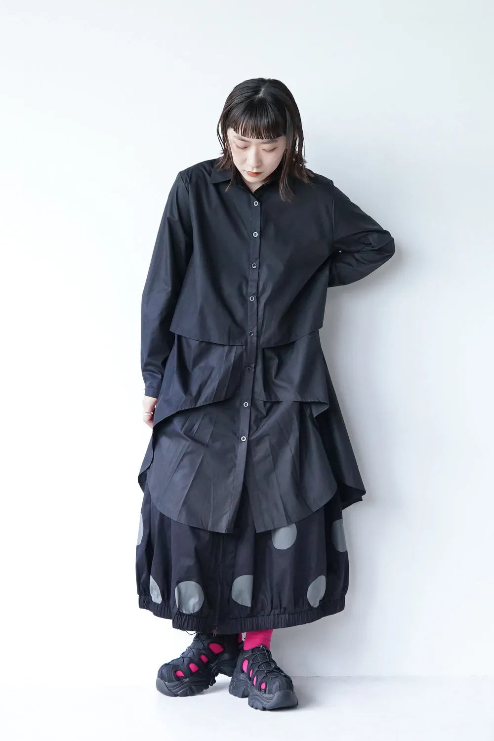 レイヤードデザインシャツワンピース