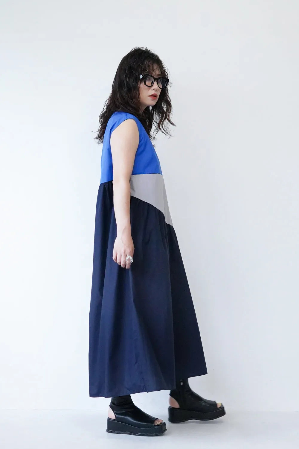 3配色ロングワンピース