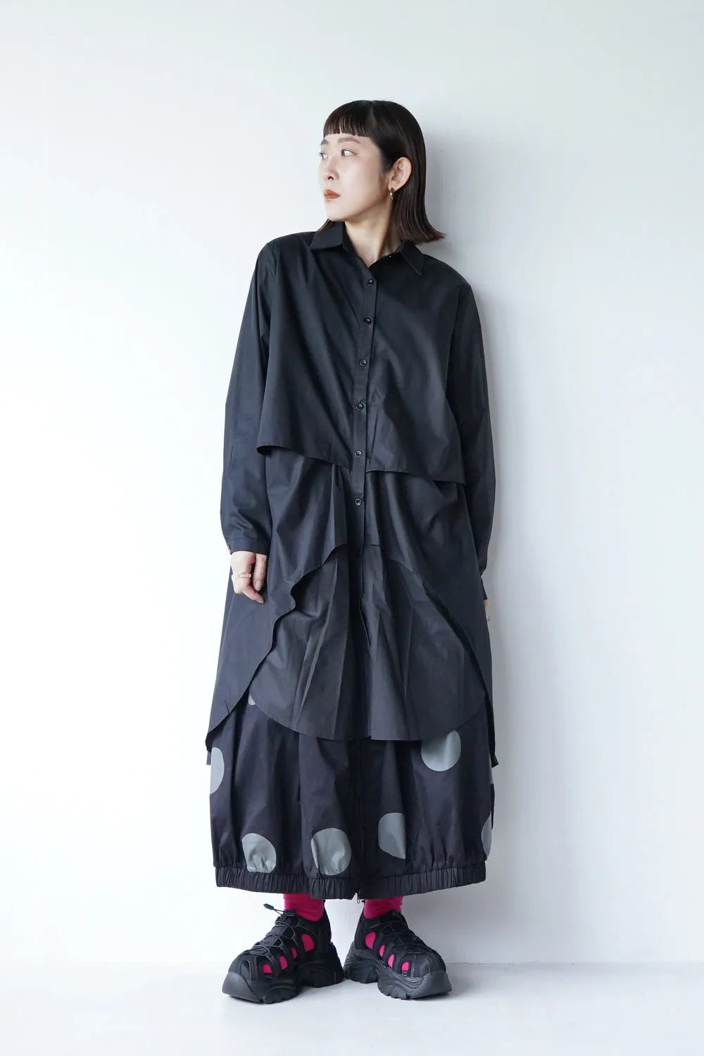 レイヤードデザインシャツワンピース