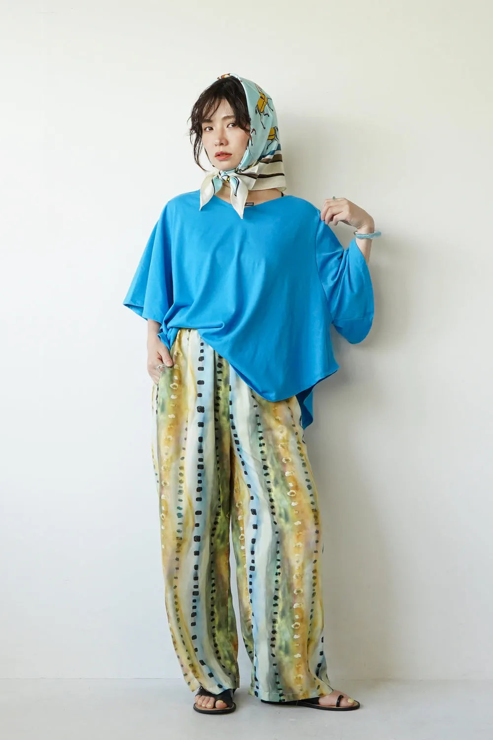 【LILA n’citta】ストライプドットイージーパンツ