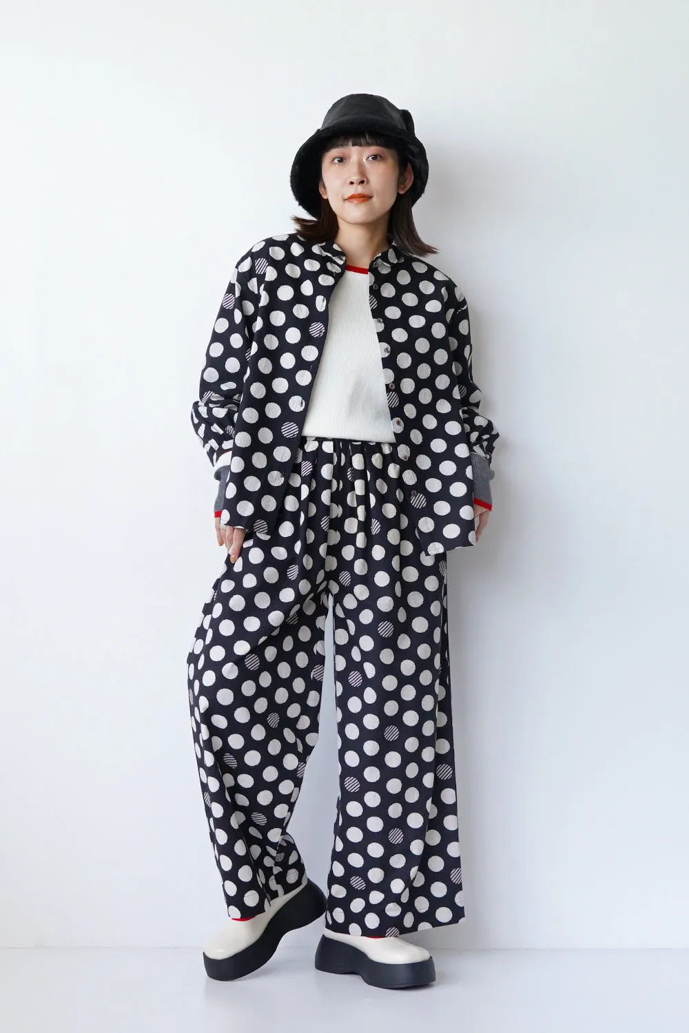【fu-dueka::】ドットプリントワイドパンツ