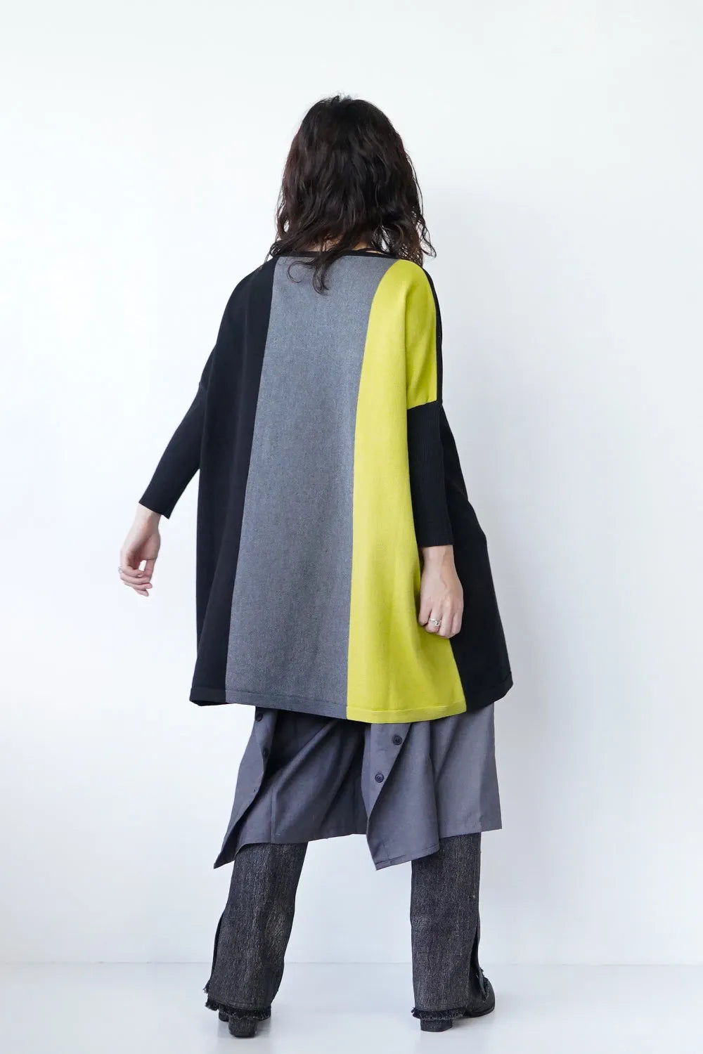 配色ニットチュニック