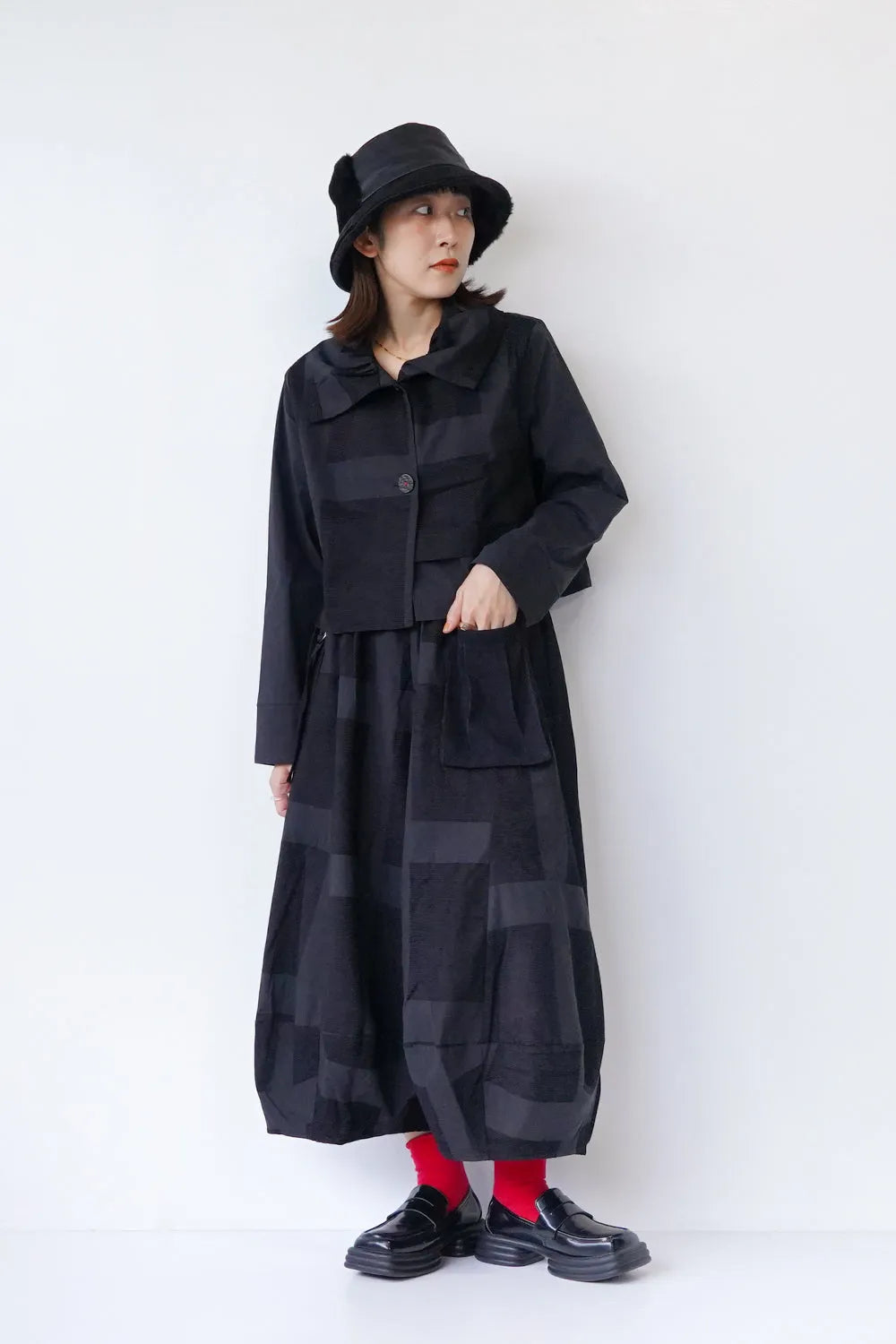 格子柄ショートジャケット