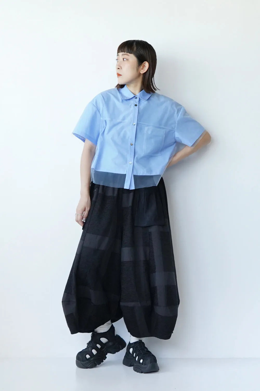 【MICALLE MICALLE】チュールレイヤードシャツ