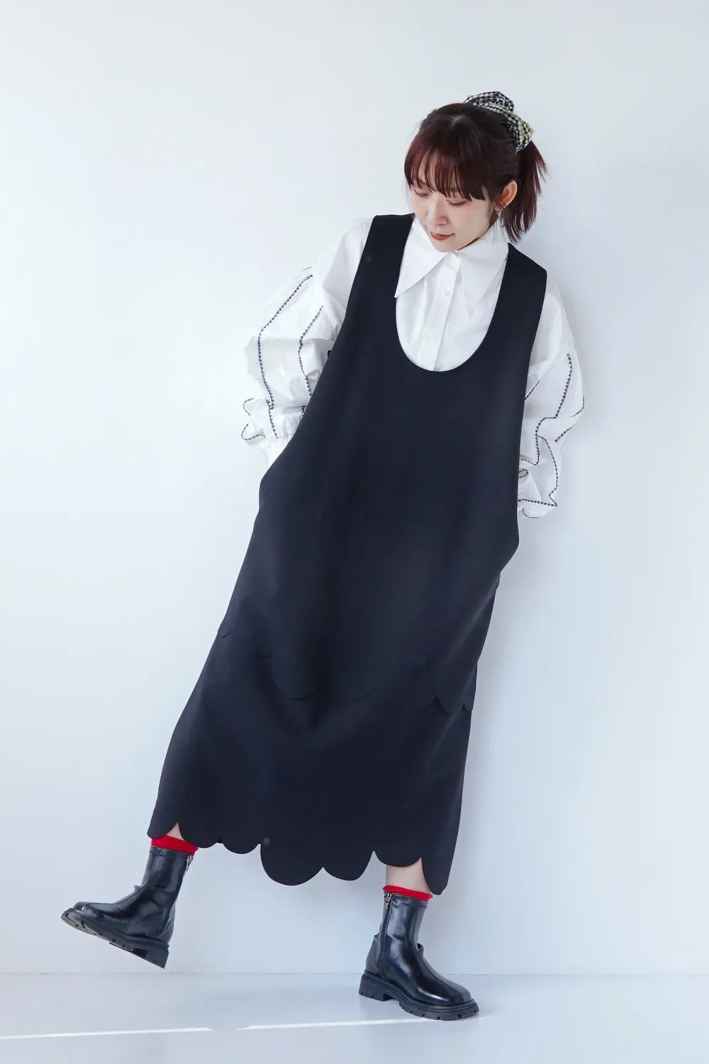 スカラップ切替ジャンパースカート