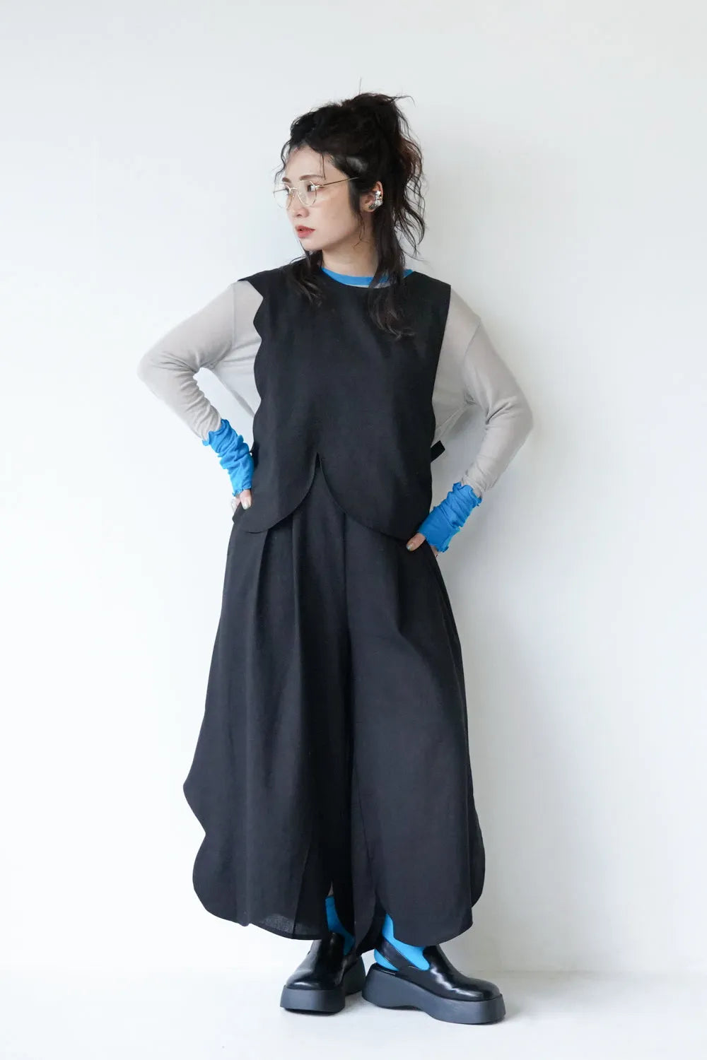 配色切替薄手カットソー