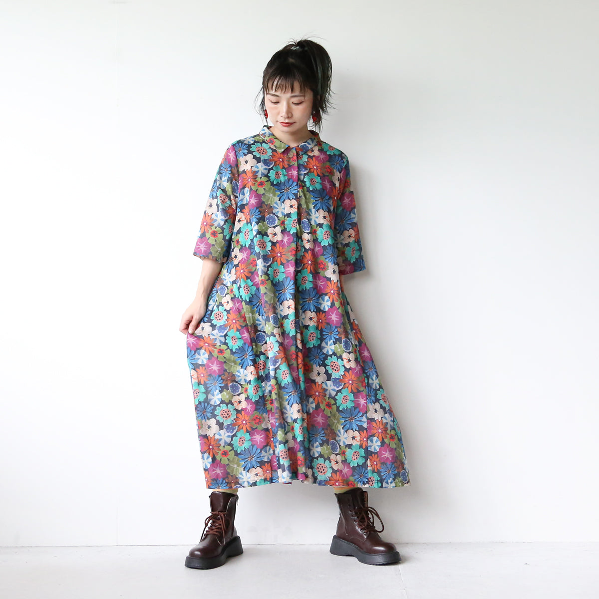 Phase Eight★小花柄 七分袖 シャツワンピース Phase Eight☆小花柄 七分袖 シャツワンピース