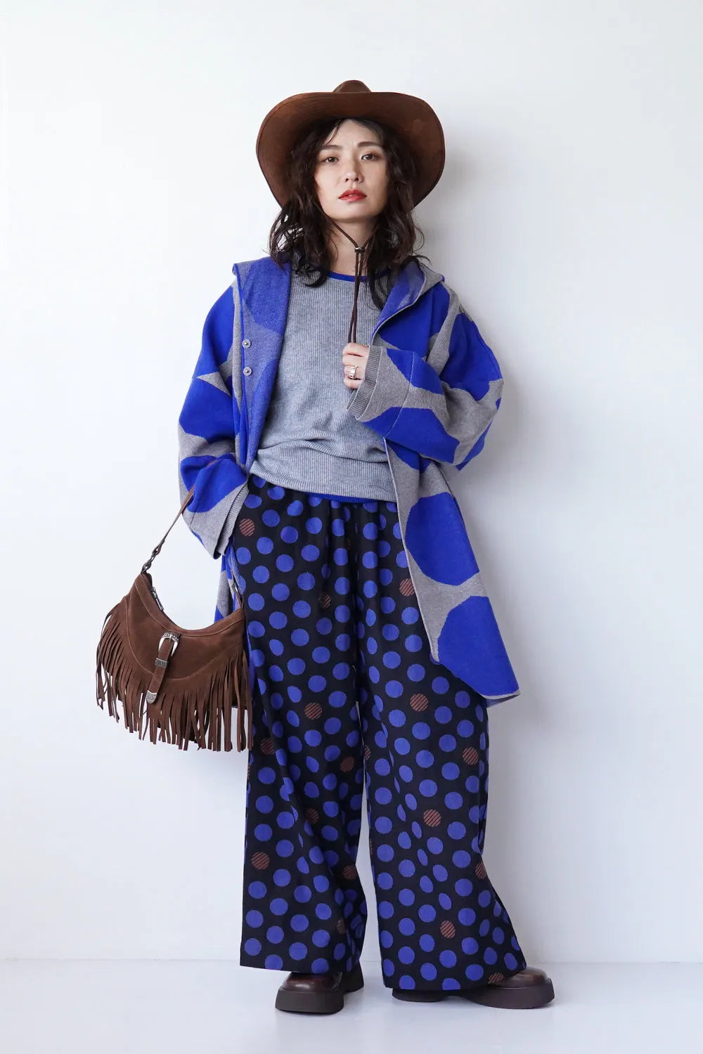 【fu-dueka::】ドットプリントワイドパンツ