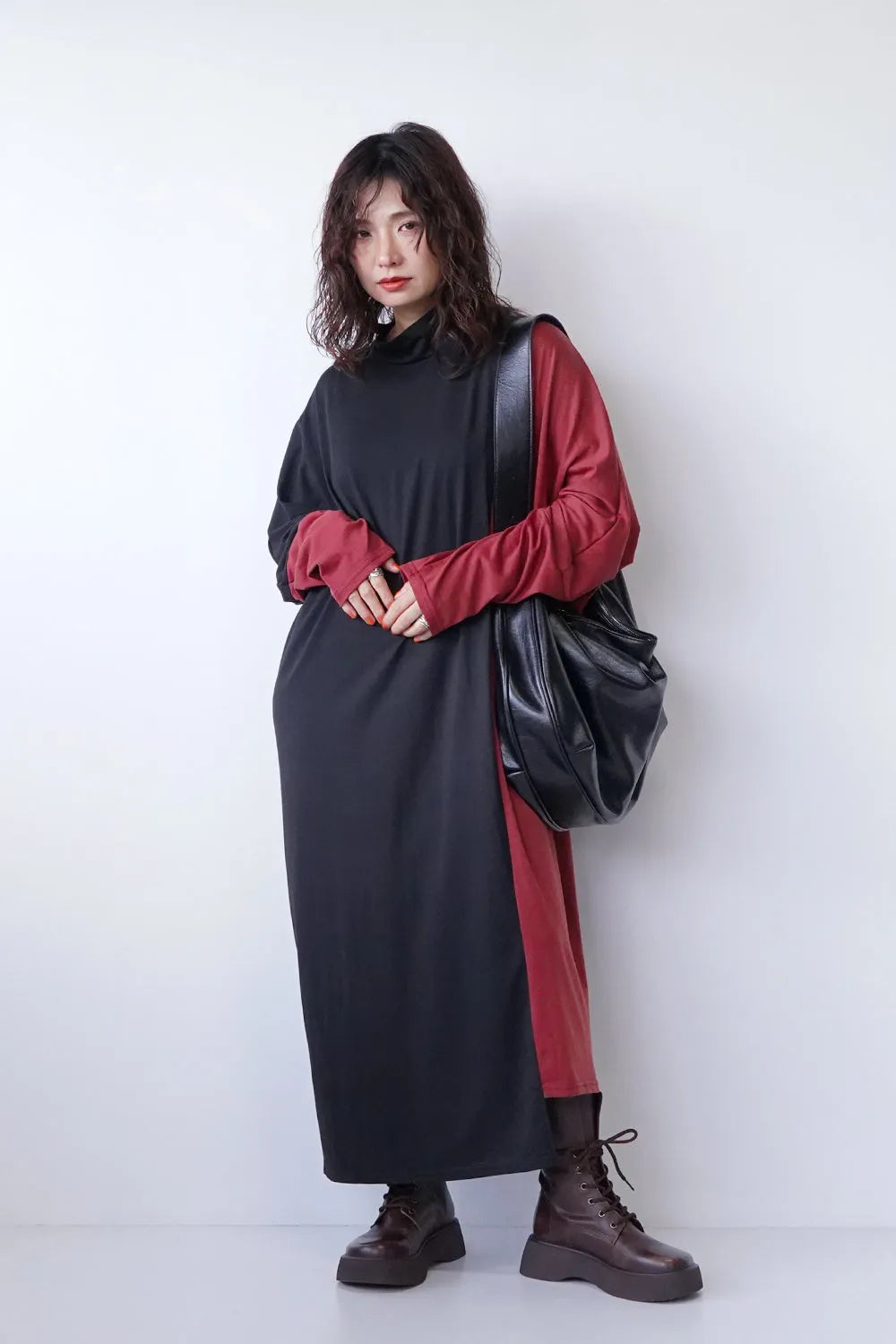 バイカラーカットソーワンピース