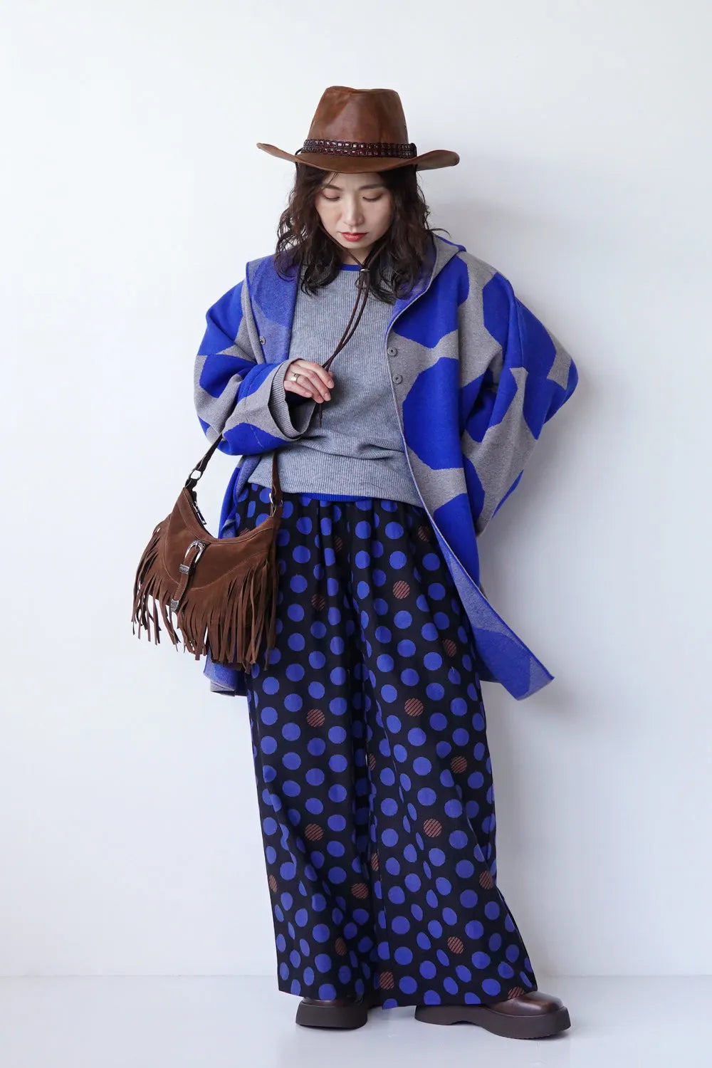 【MICALLE MICALLE】配色ラインニットソー