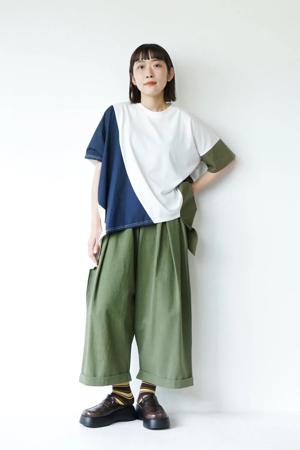 【MICALLE MICALLE】3配色ワイドカットソー