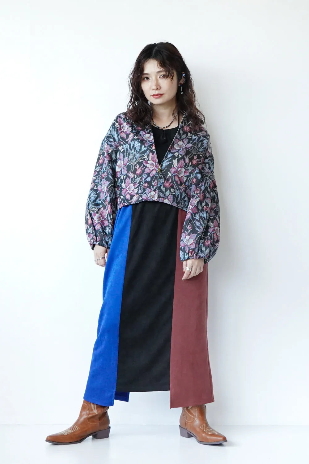 【LILA n’ citta】フェイクスエード配色スカート