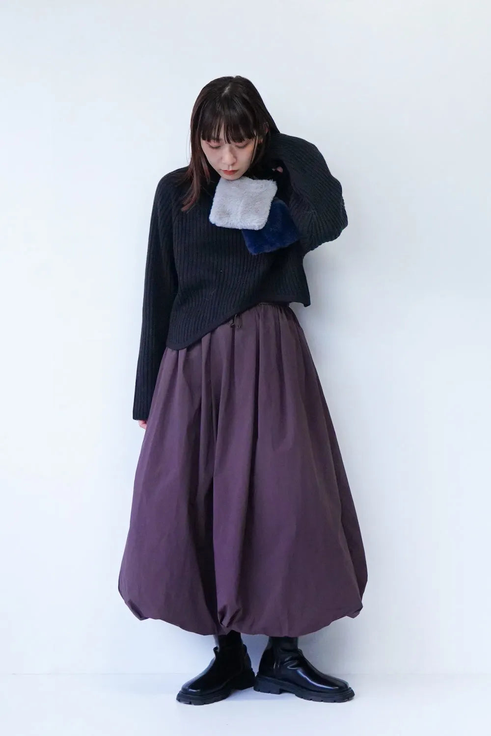 【ante aciem】アシンメトリーリブニット