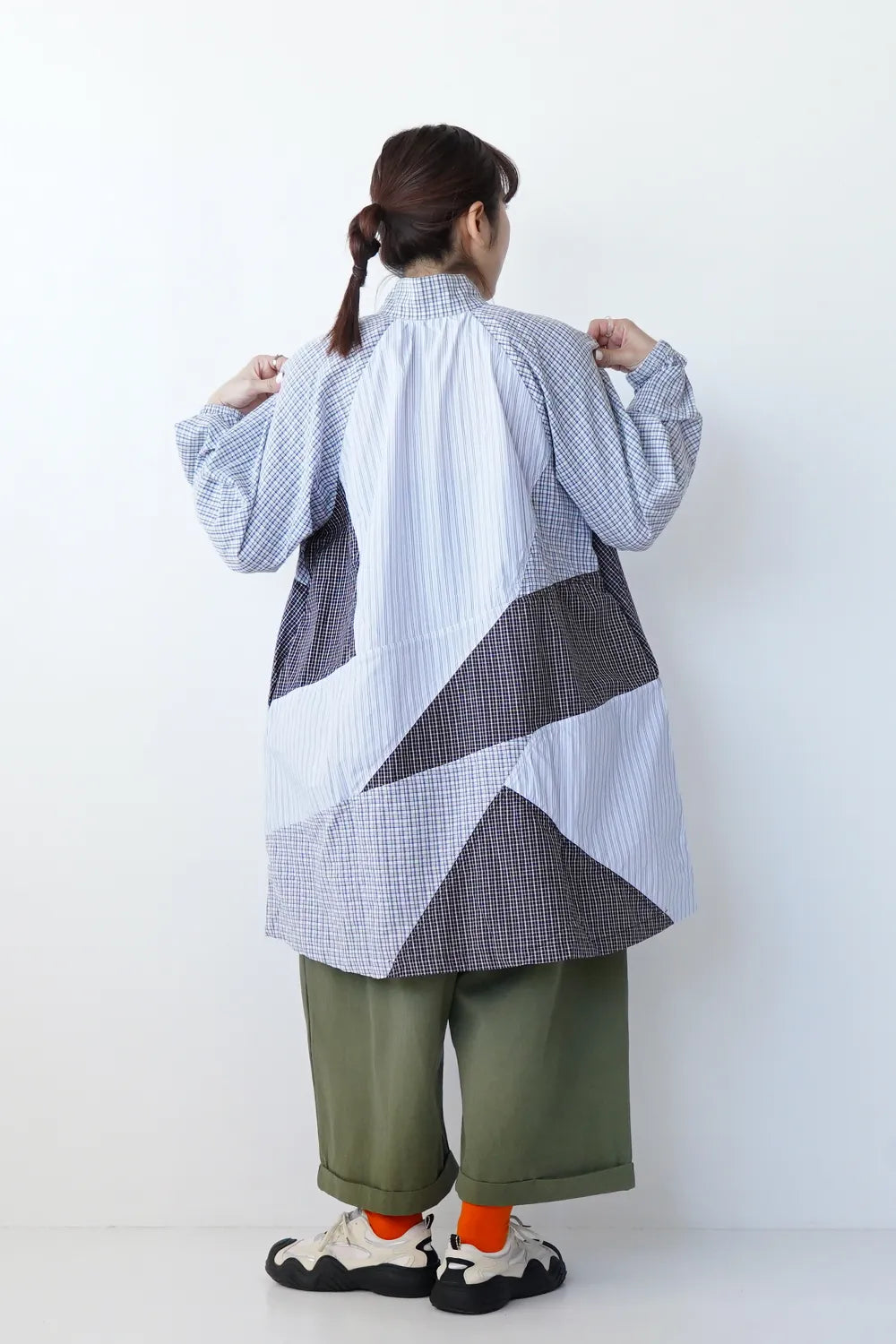 45R シェッドランド網柄パッチワークのチュニック パッチワーク柄チュニック | かぜとゆきオンラインショップ 45R