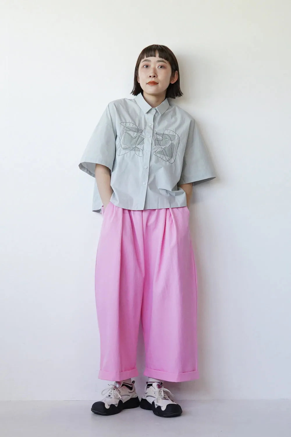 カラータックワイドパンツ