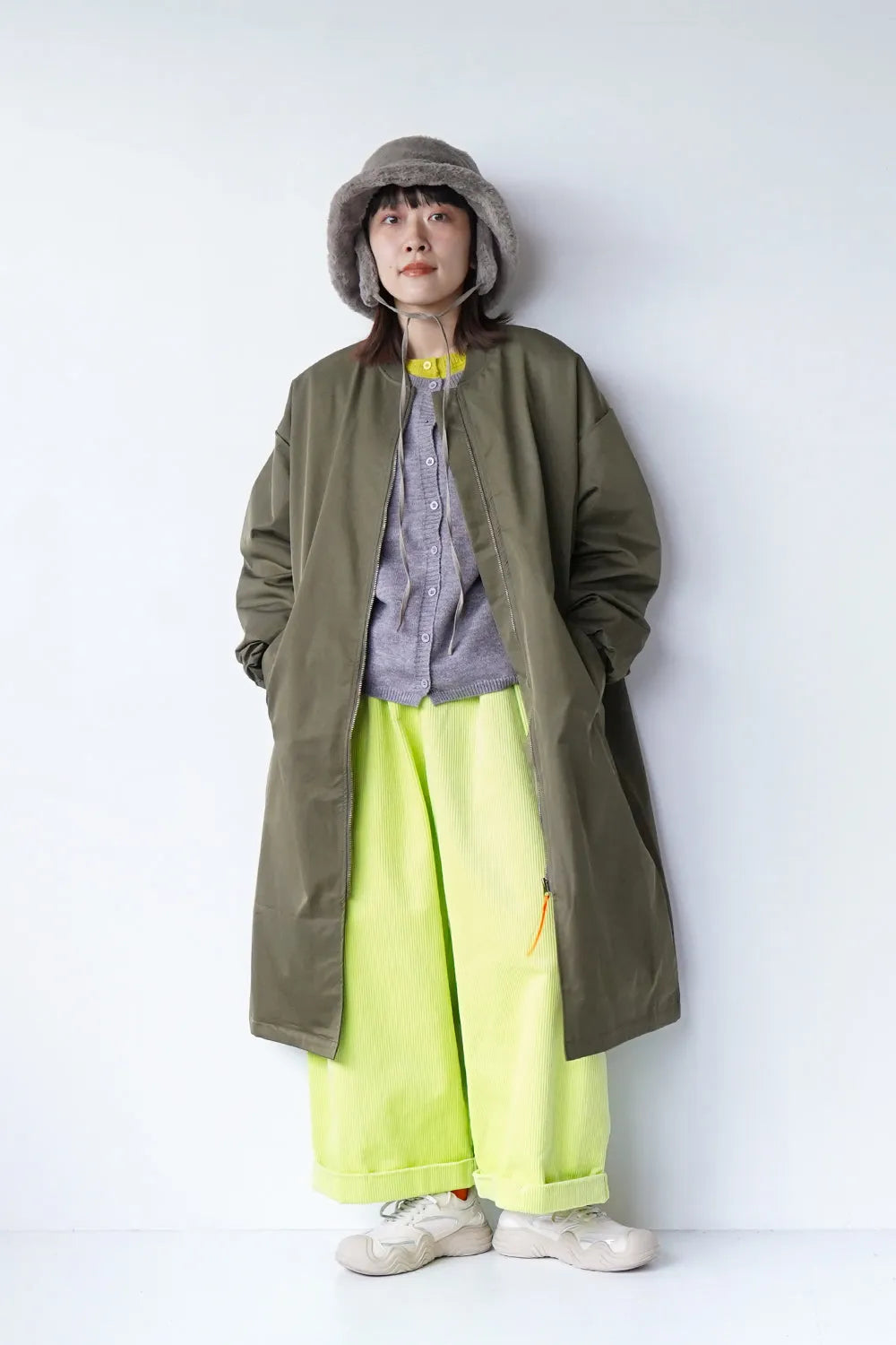 ギャザースリーブロングブルゾン