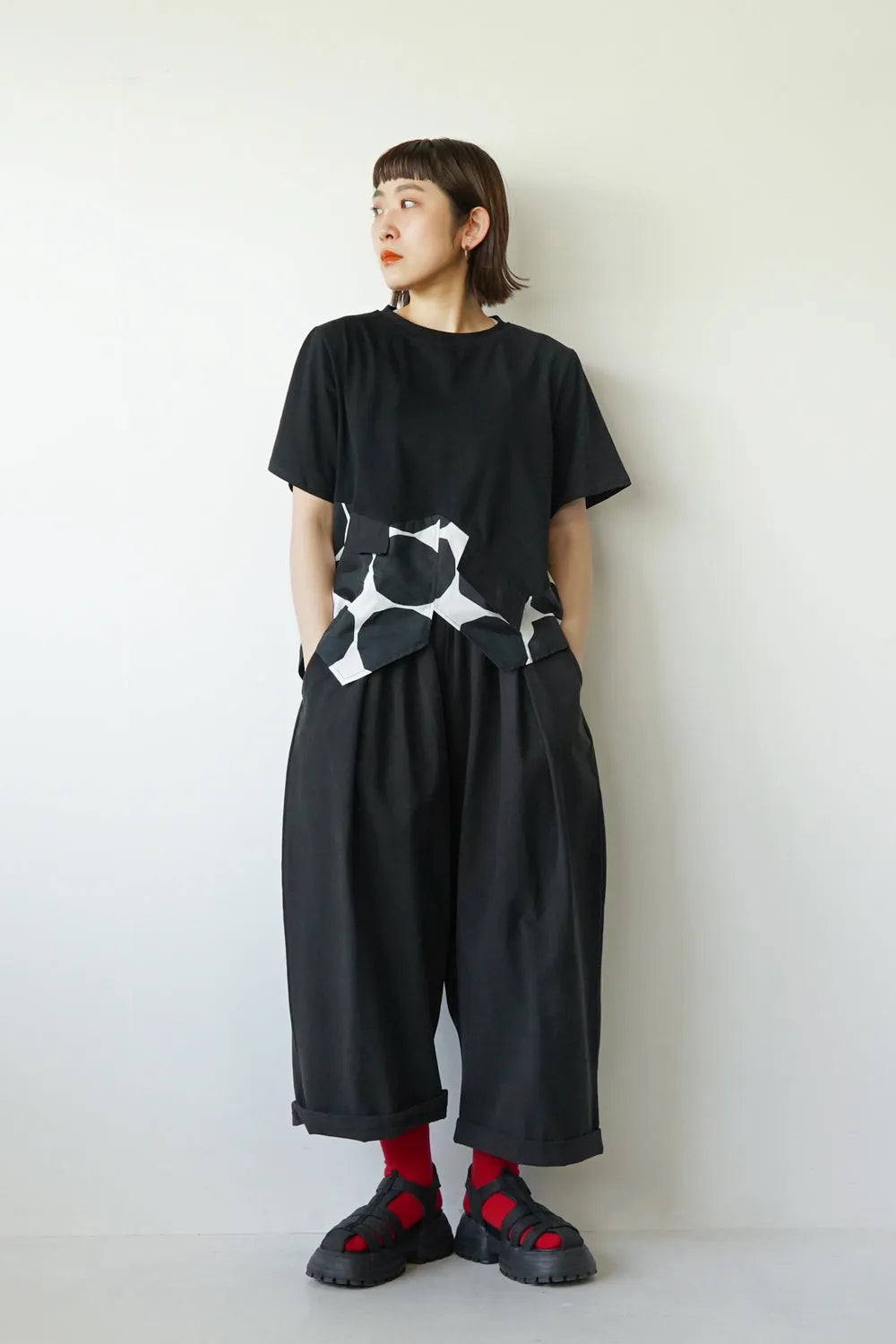 カラータックワイドパンツ