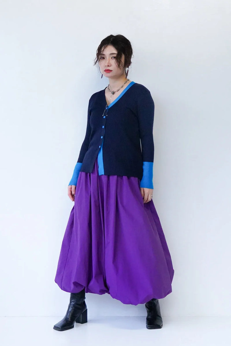 配色ラインスリムカーデ