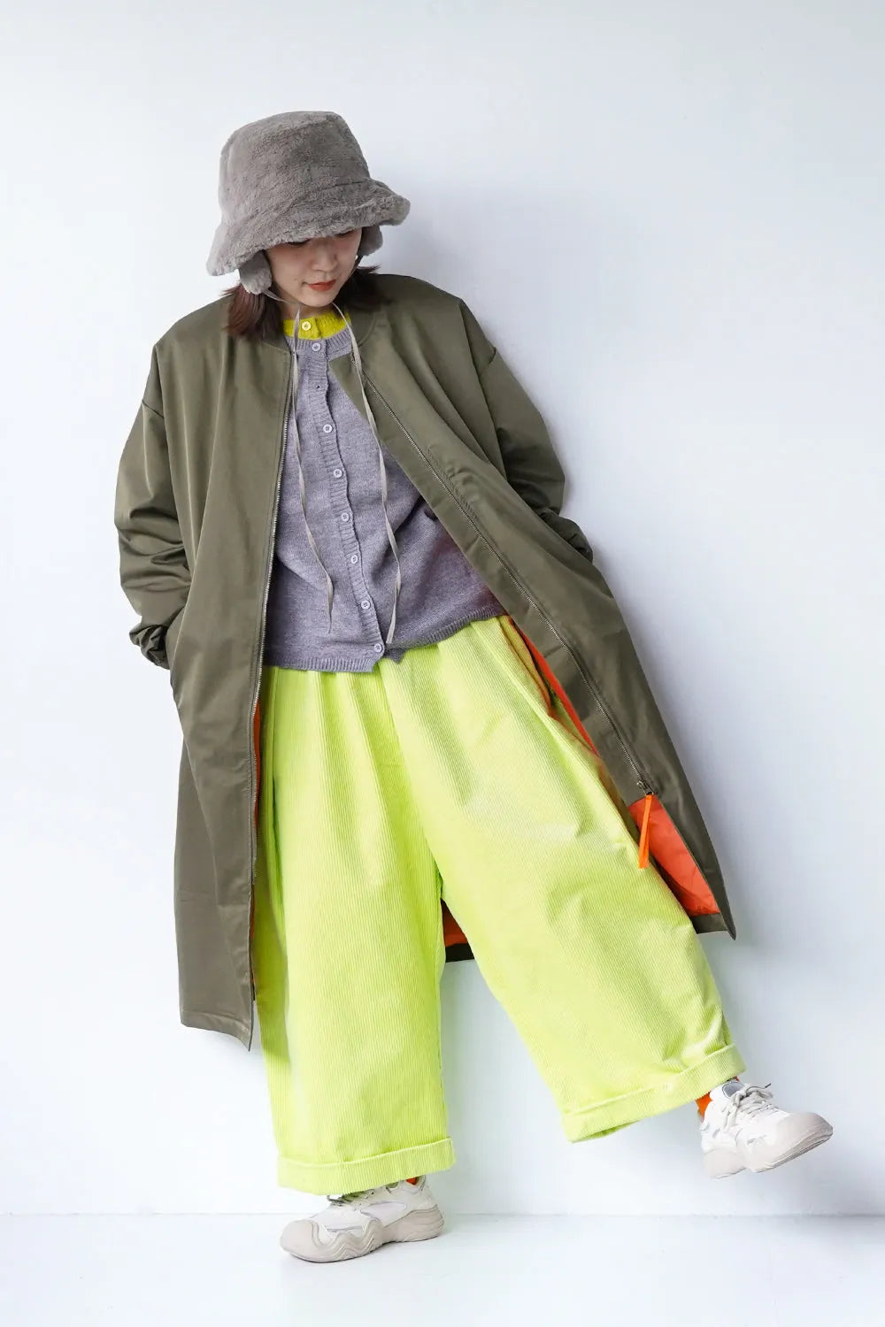 ギャザースリーブロングブルゾン