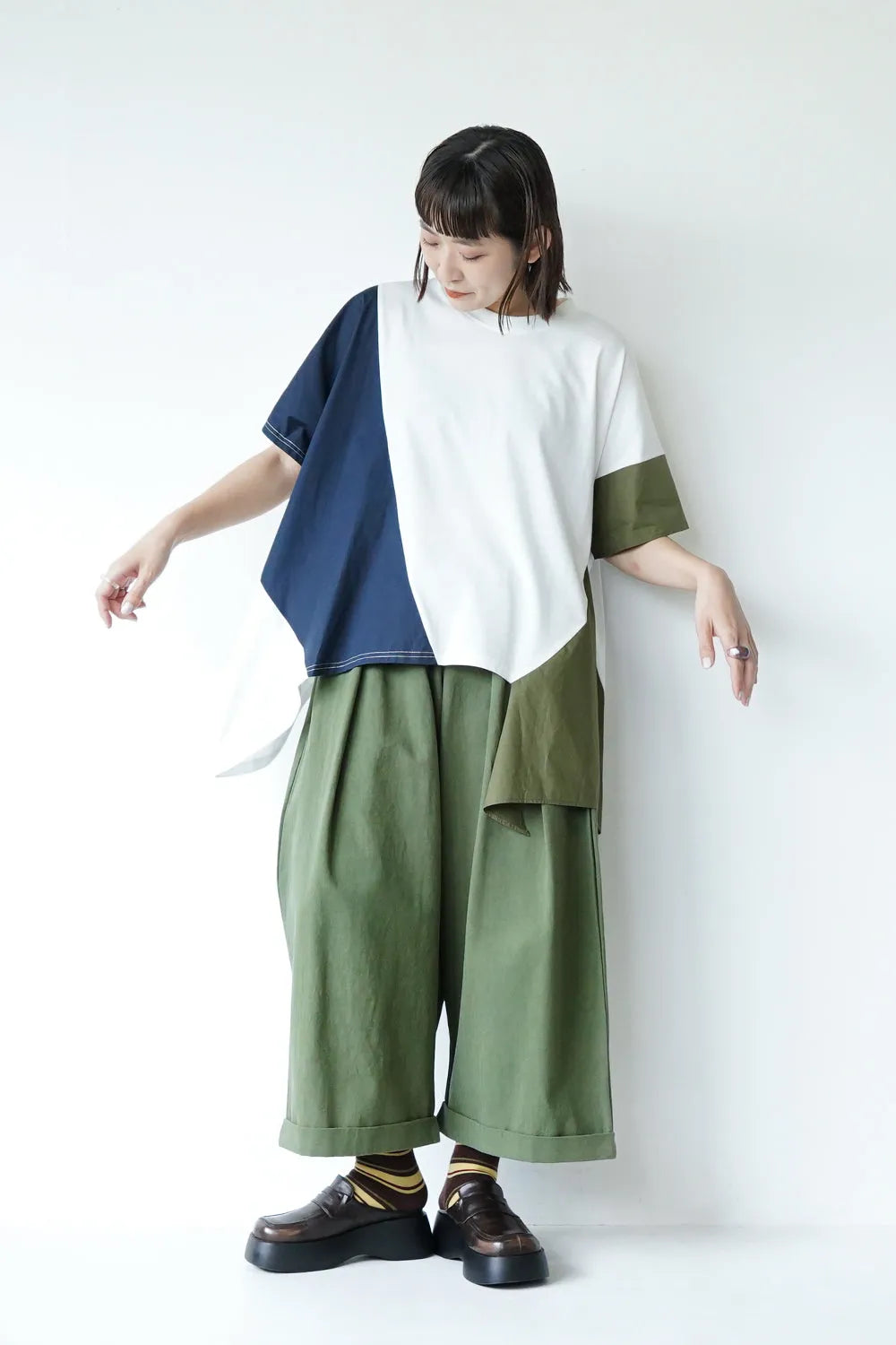 【MICALLE MICALLE】3配色ワイドカットソー