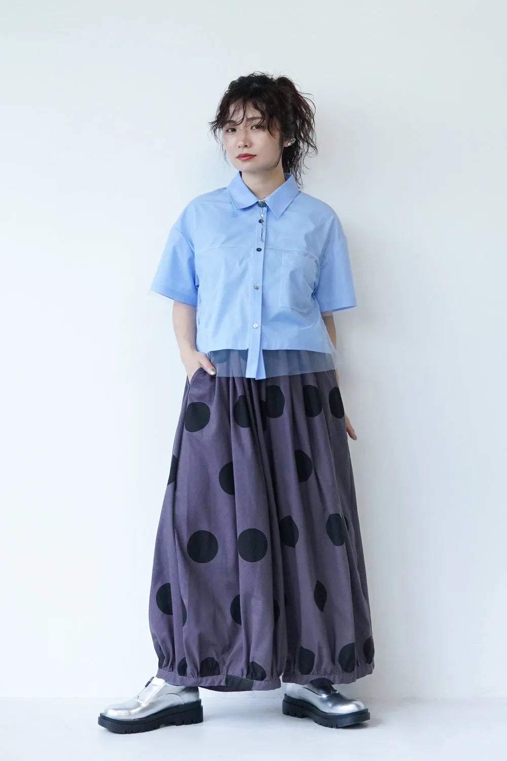 【MICALLE MICALLE】チュールレイヤードシャツ