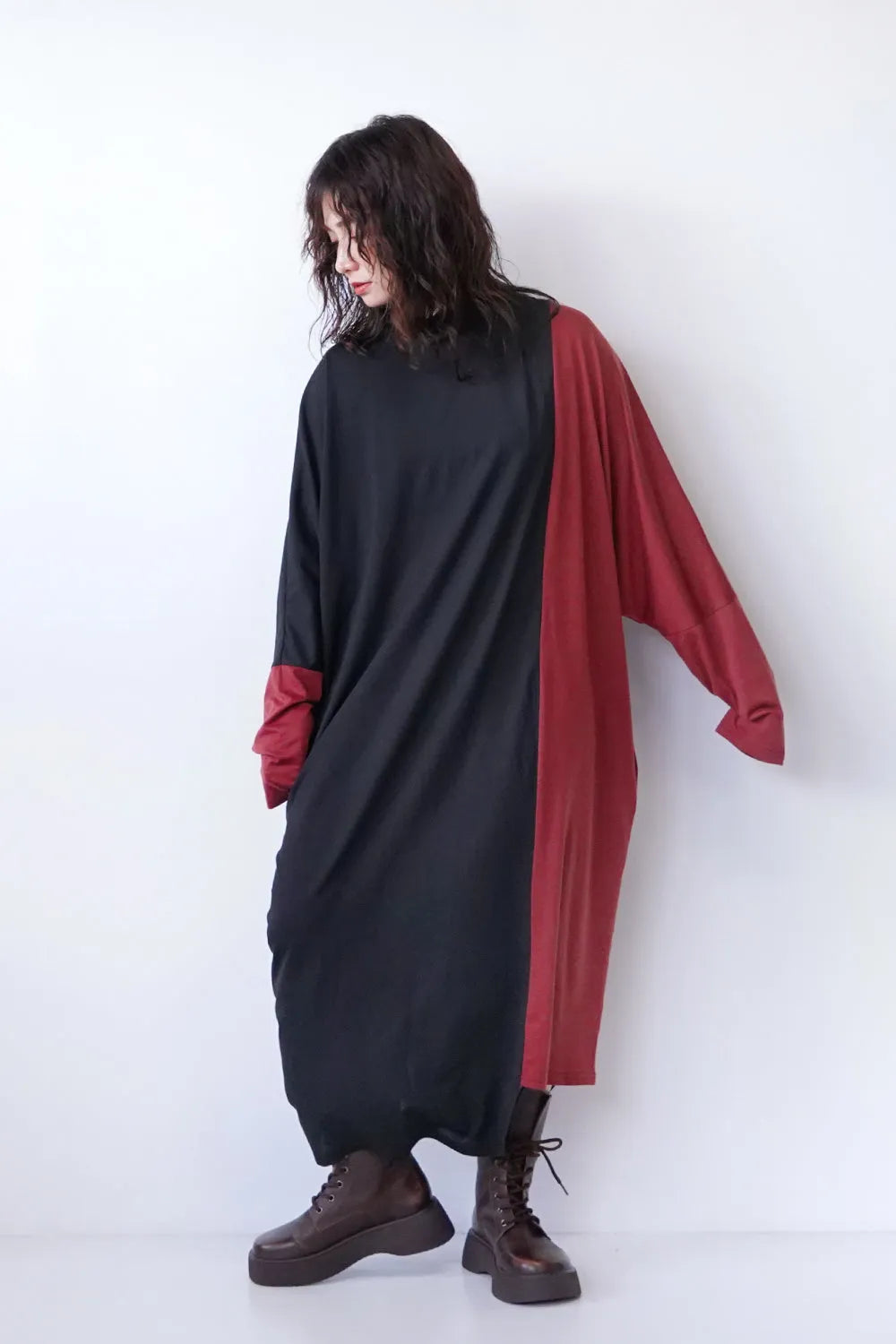 バイカラーカットソーワンピース