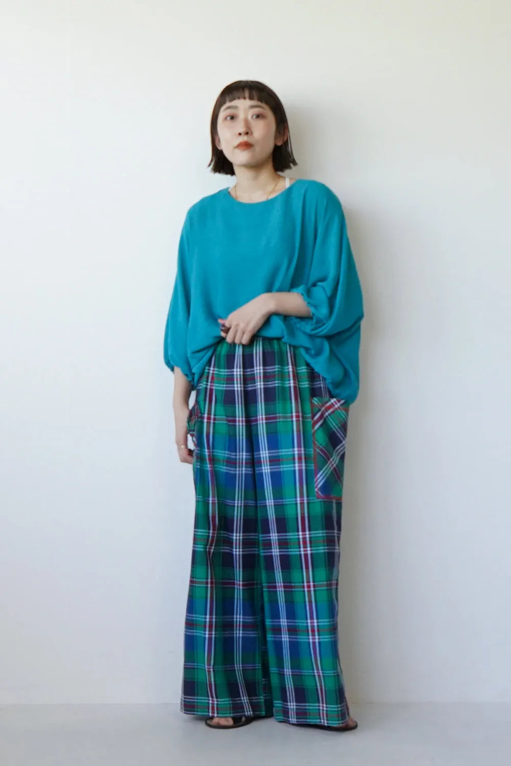 【LILA n’citta】チェック柄ワイドパンツ