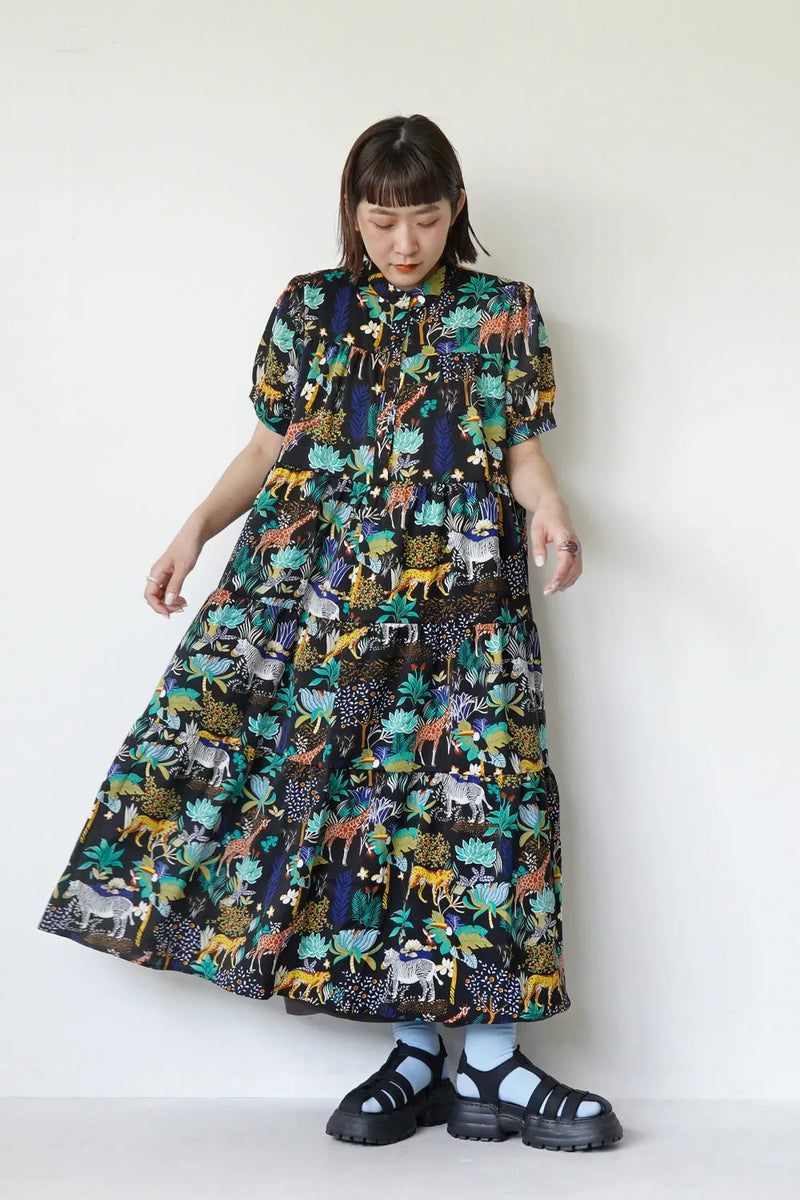 アニマル柄ティアードワンピース