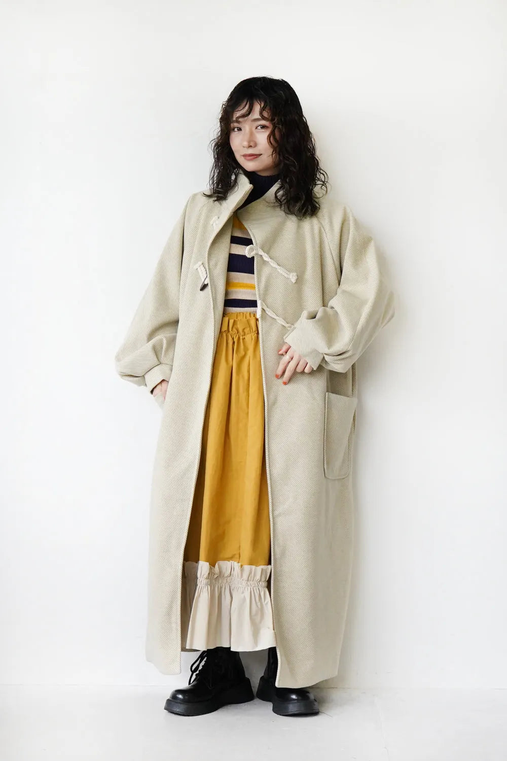 ななめダッフルロングコート