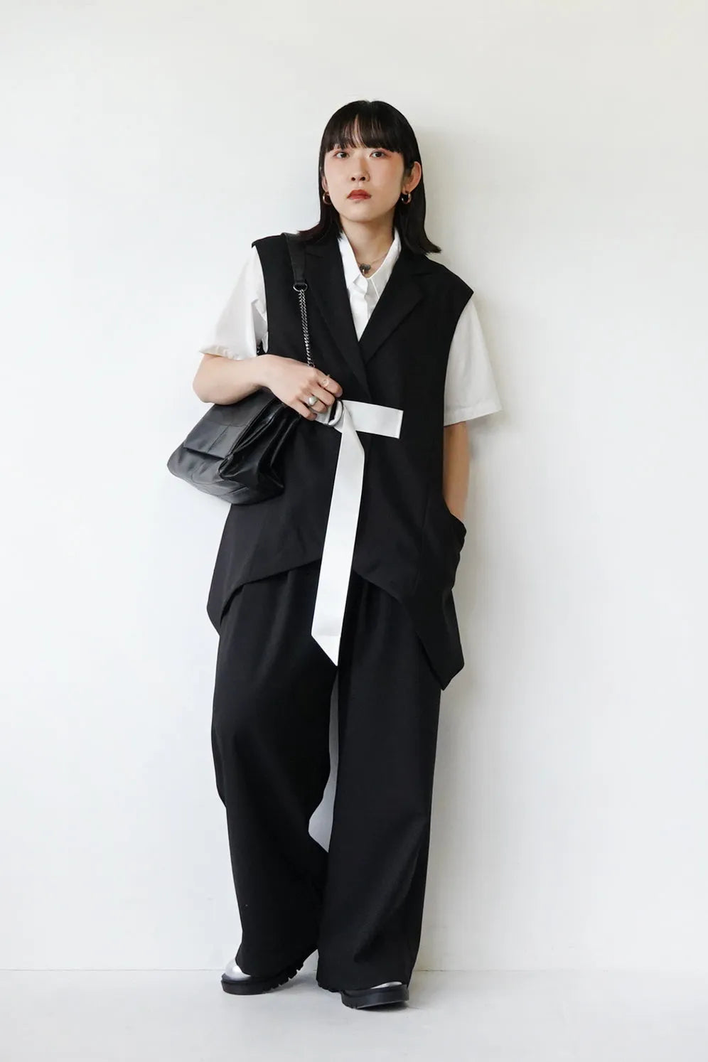 スクエアフラップチェーンショルダーバッグ