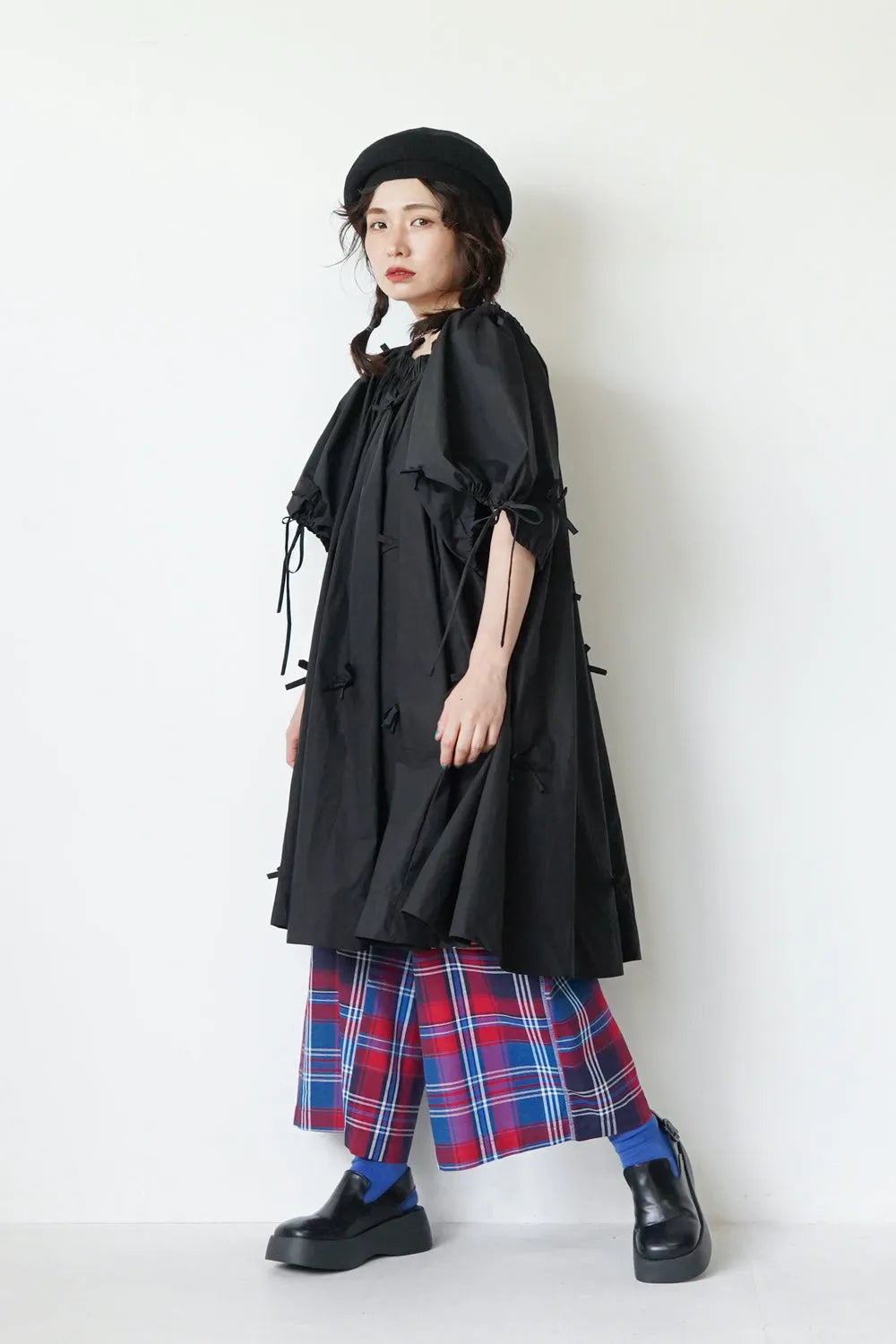 【LILA n’citta】チェック柄ワイドパンツ