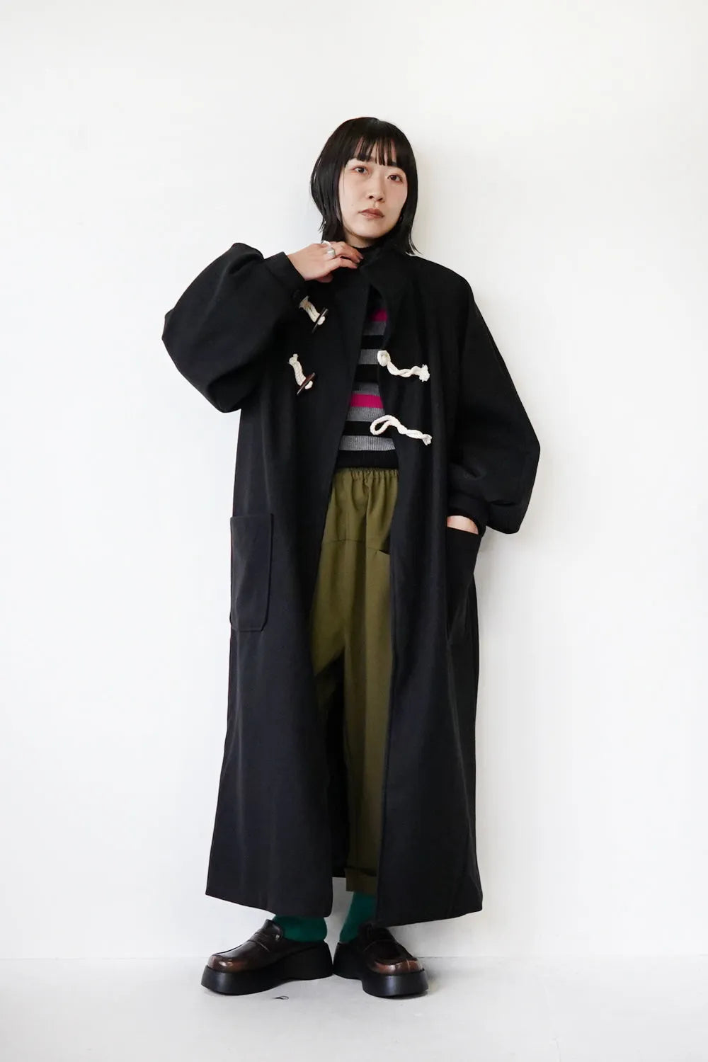 ななめダッフルロングコート