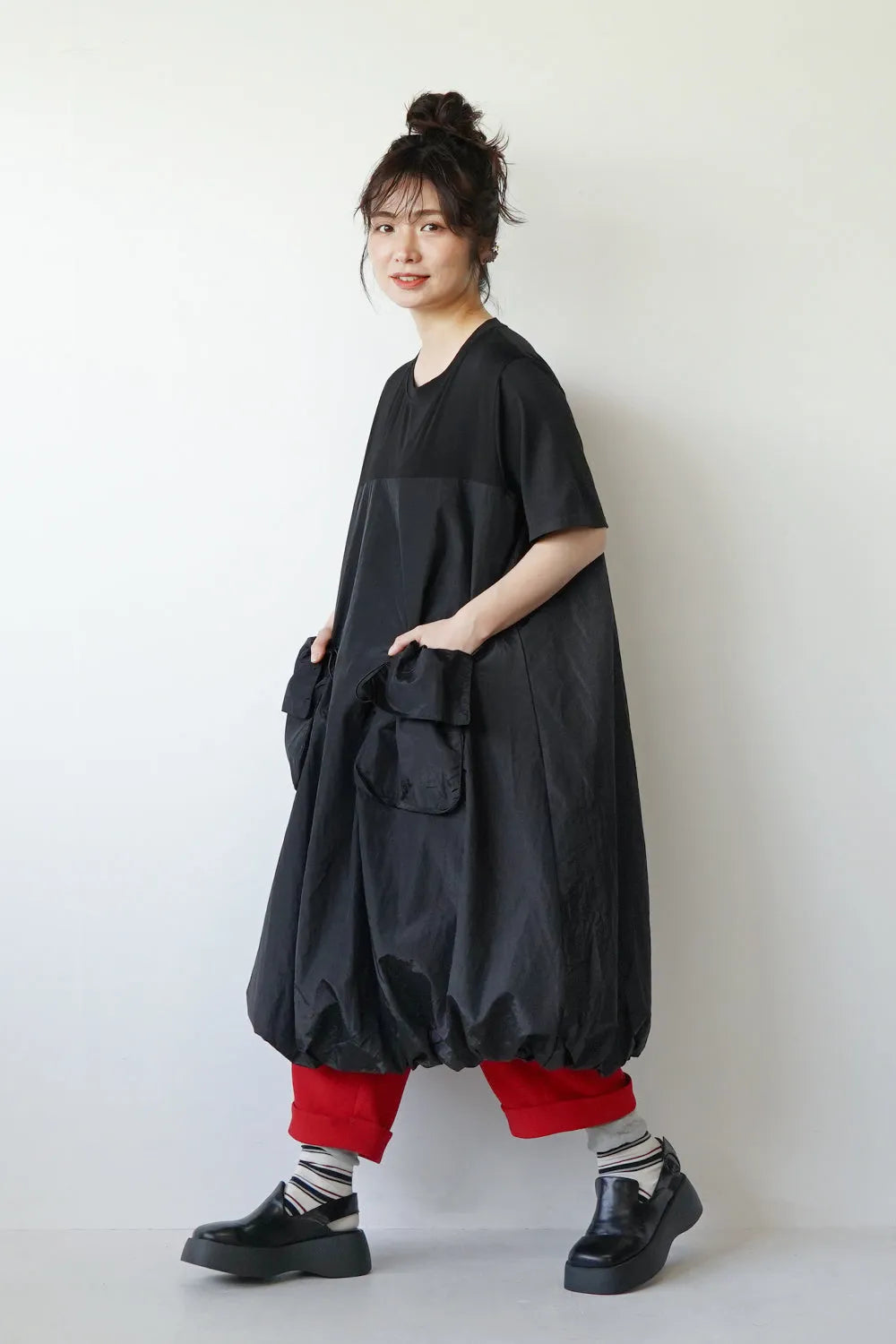 無地×マルチボーダーソックス