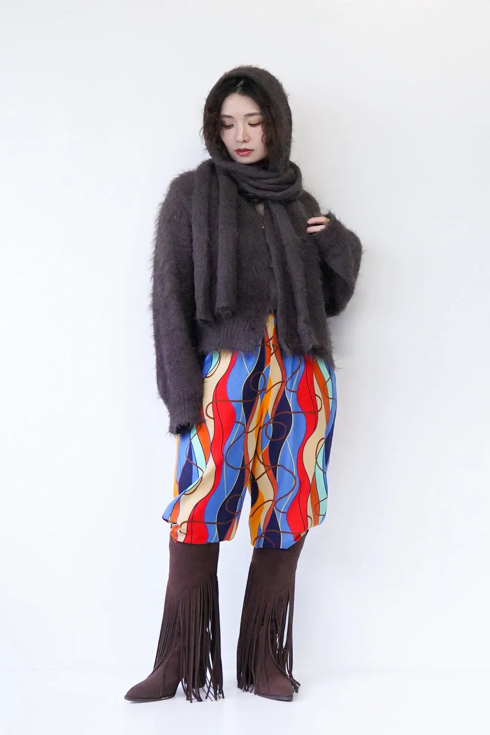 モヘアニットカーデ＆マフラーSET