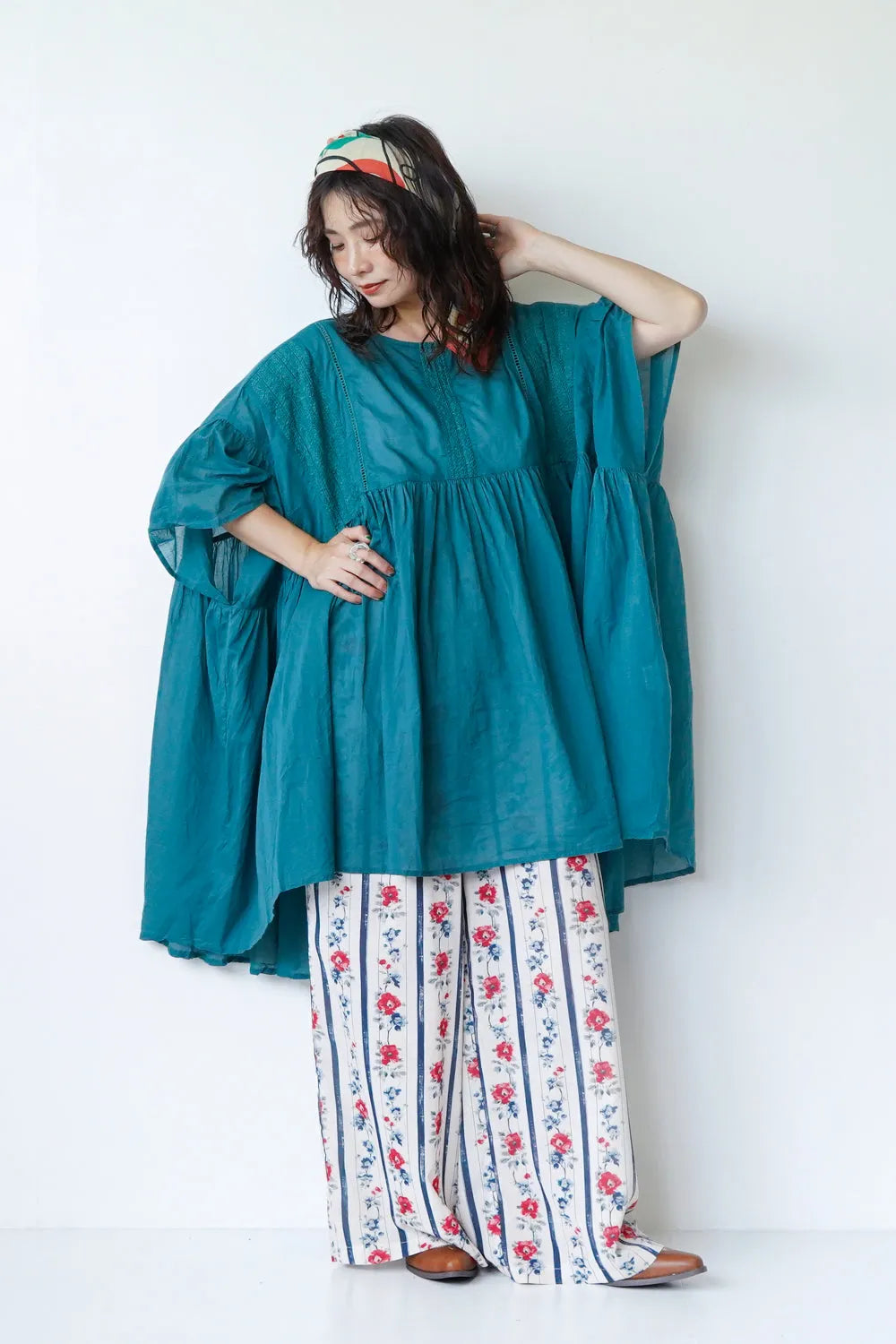 ストライプ×花柄ワイドパンツ – LILA & CITTA ONLINE SHOP