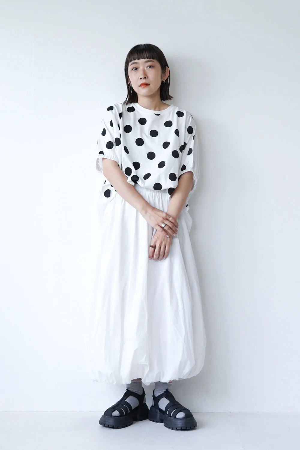 ドットプリントドルマン丸型カットソー