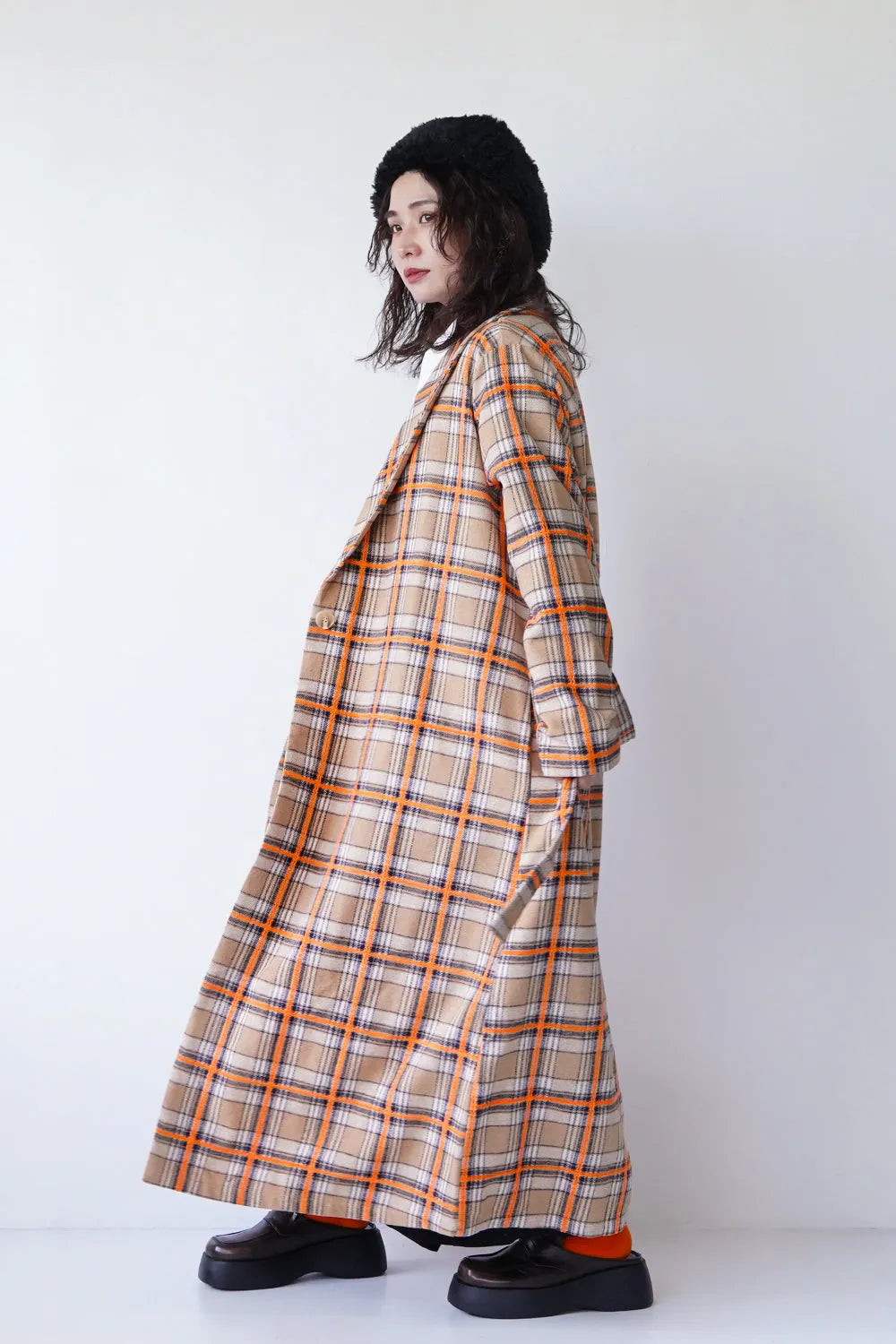【LILA n’ citta】チェック柄ガウンコート